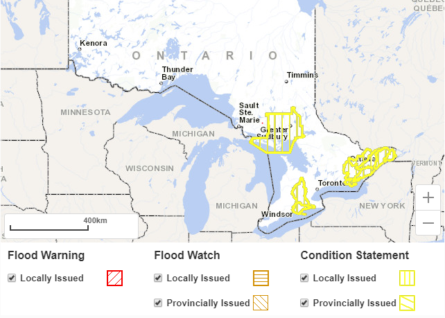 Ontario Flood Warning Map